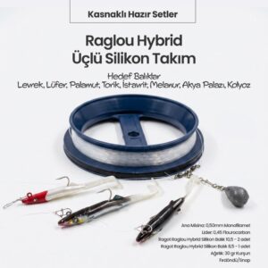 Ragot Raglou Hybrid 3'lü Silikon Balık Hazır El Oltası Seti – Levrek, Lüfer, Palamut Sırtı Takımı