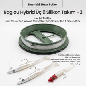 Kurşunsuz Yüzey Sırtı Seti - Ragot Raglou Hybrid 3'lü Beyaz Silikon Balık Hazır El Oltası Takımı