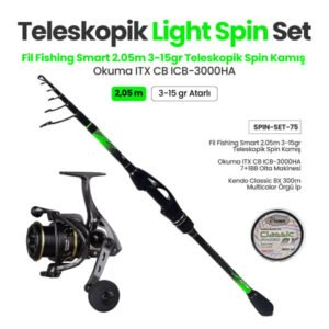 Fil Fishing Smart 2.05m 3-15gr Teleskopik Spin Kamışı + Okuma ITX CB ICB-3000HA Olta Makinesi + Teleskopik Light Spin Set 75