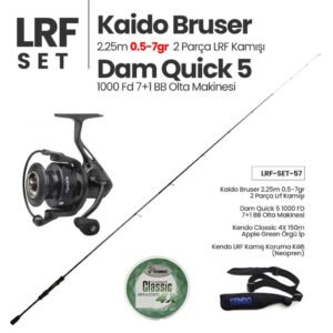 Kaido Bruser 2.25m 0.5-7gr LRF Kamışı + Dam Quick 5 1000 FD Olta Makinesi + LRF Set 57