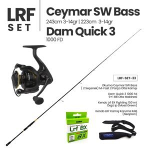 Okuma Ceymar SW Bass 3-14 gr LRF Kamışı (2 Seçenek) + Dam Quick 3 1000 FD Spin Makinesi + LRF Set 33
