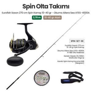 Eurofish Saxon 270 cm 10-40 gr Spin Kamışı + Okuma Altera Sea ATES-4000A Spin Makinesi + Spin Set 68