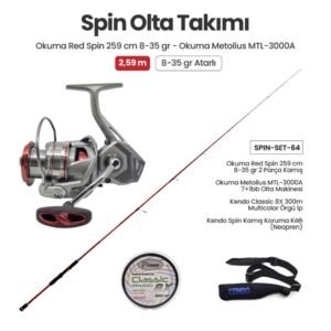 Ürün Adı: Okuma Red Spin 259 cm 8-35 gr Spin Kamışı + Okuma Metolius MTL-3000A Spin Makinesi + Spin Set 64