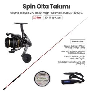 Okuma Red Spin 279 cm 10-40 gr Spin Kamışı + Okuma ITX CB ICB-4000HA Spin Makinesi + Spin Set 57