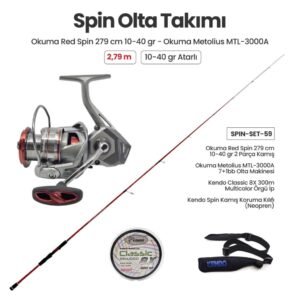 Okuma Red Spin 279 cm 10-40 gr Spin Kamışı + Okuma Metolius MTL-3000A Spin Makinesi + Spin Set 59