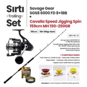 Savage Gear SGS8 6000 FD + Cavalla Speed Jigging Spin 159cm MH 150-250gr + Sırtı Set 10