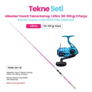 Albastar Trench Tekne Kamışı 1.65 m 50-100 gr 2 Parça + Kendo Ocean Cast 6000 Olta Makinesi + Tekne Seti 18
