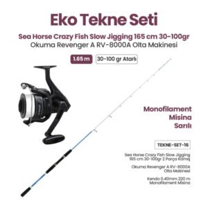 Sea Horse Crazy Fish Slow Jigging 165 cm 30-100gr Kamış + Okuma Revenger A RV-8000A Olta Makinesi + Eko Tekne Seti (Örgü İp / Monofilament Misina Seçenekli)