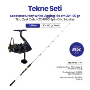 Sea Horse Crazy White Jigging Olta Kamışı + Tica Zest Catch ZC4000 Spin Olta Makinesi Tekne Takımı Set 16 (3 Seçenek)