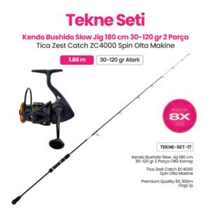 Kendo Bushido Slow Jig 180 cm 2 Parça Olta Kamışı + Tica Zest Catch ZC4000 Spin Olta Makinesi  Tekne Takımı Set 17 (3 Seçenek)
